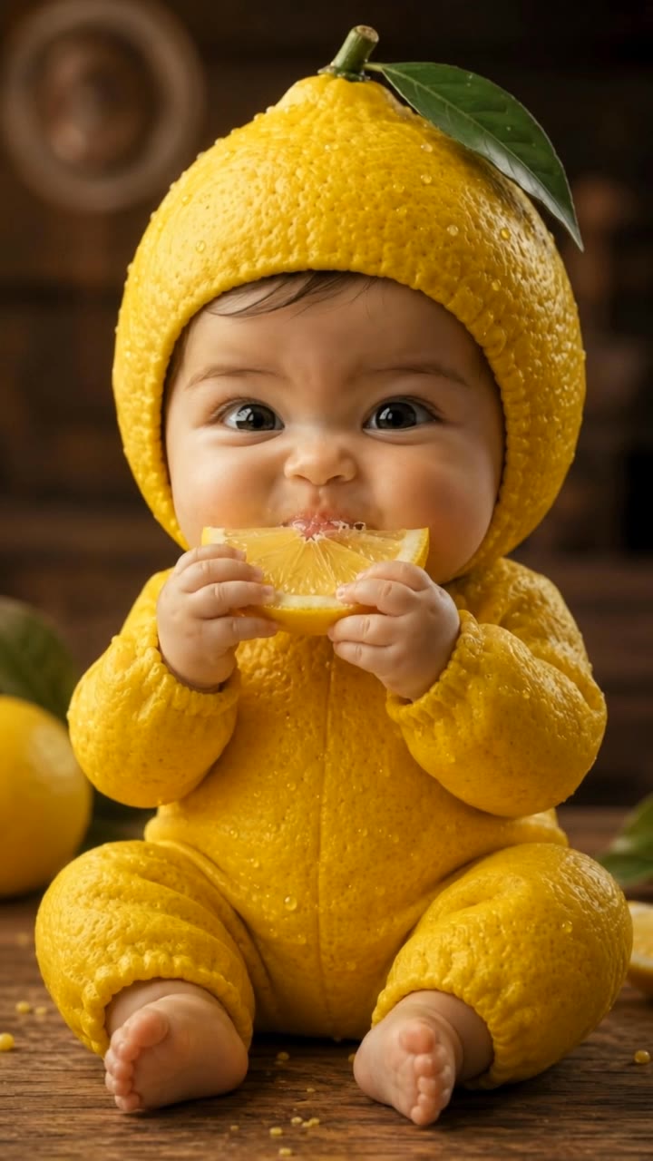 my little baby eating orange  - ai baby videos AI video