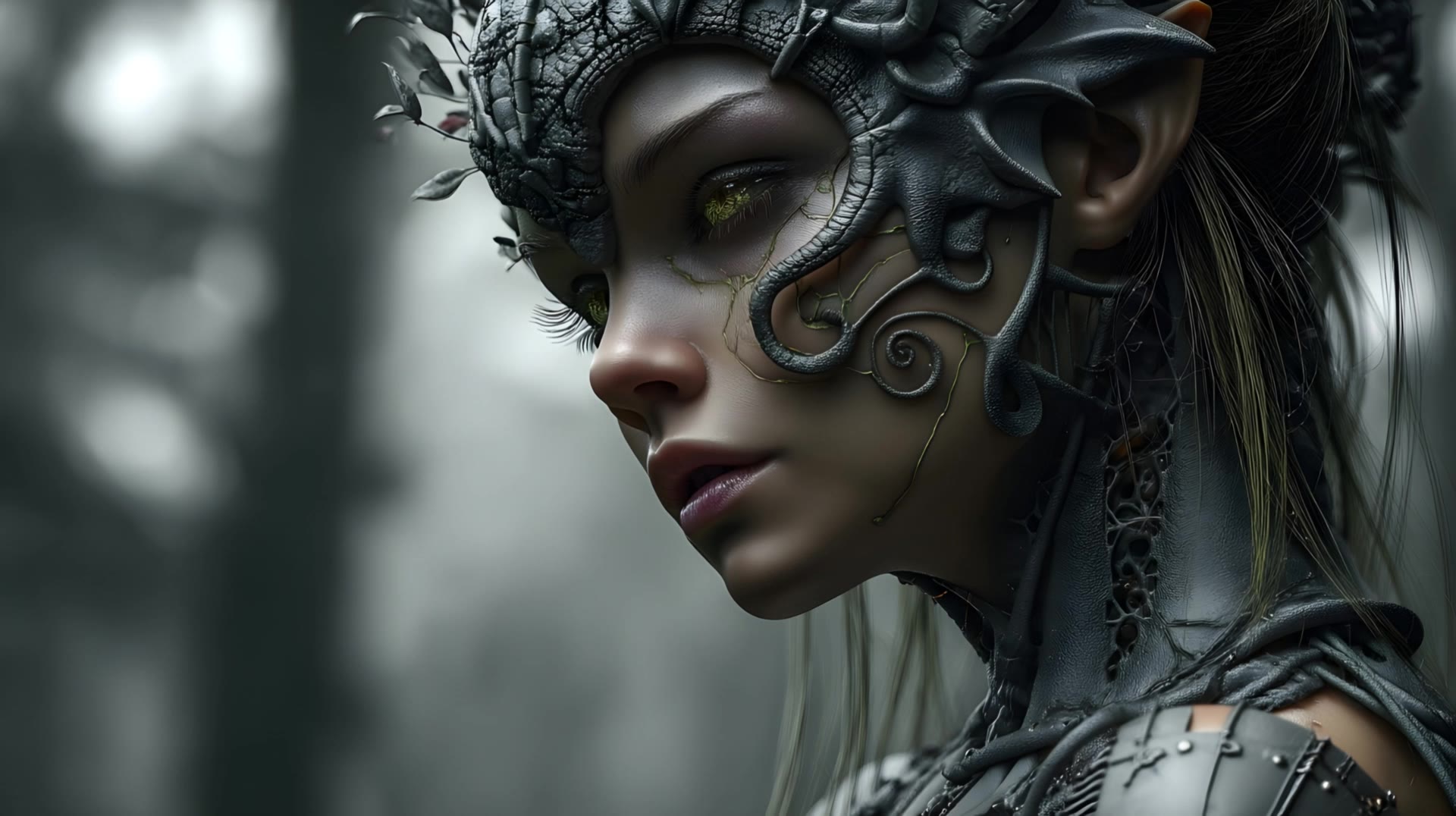 Dark fantasy elven woman - dark fantasy style AI video