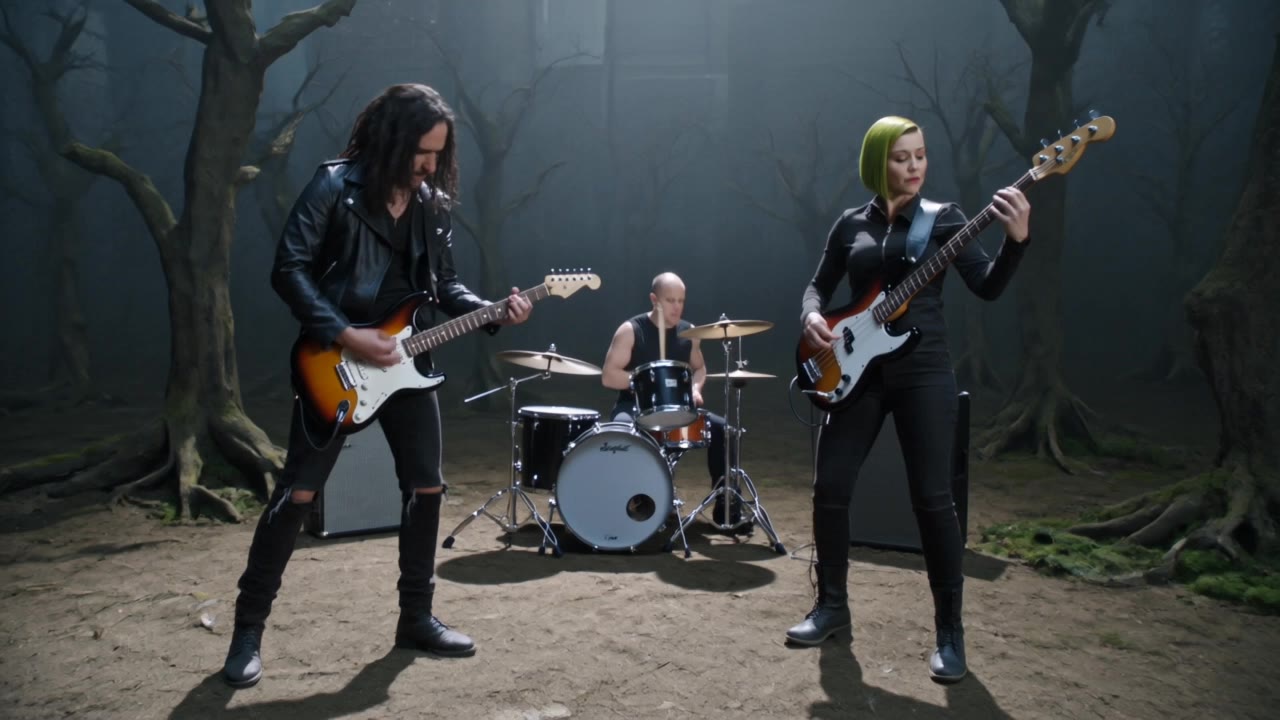 Kling AI work 318373523504647 - add a background to a band video with ai AI video