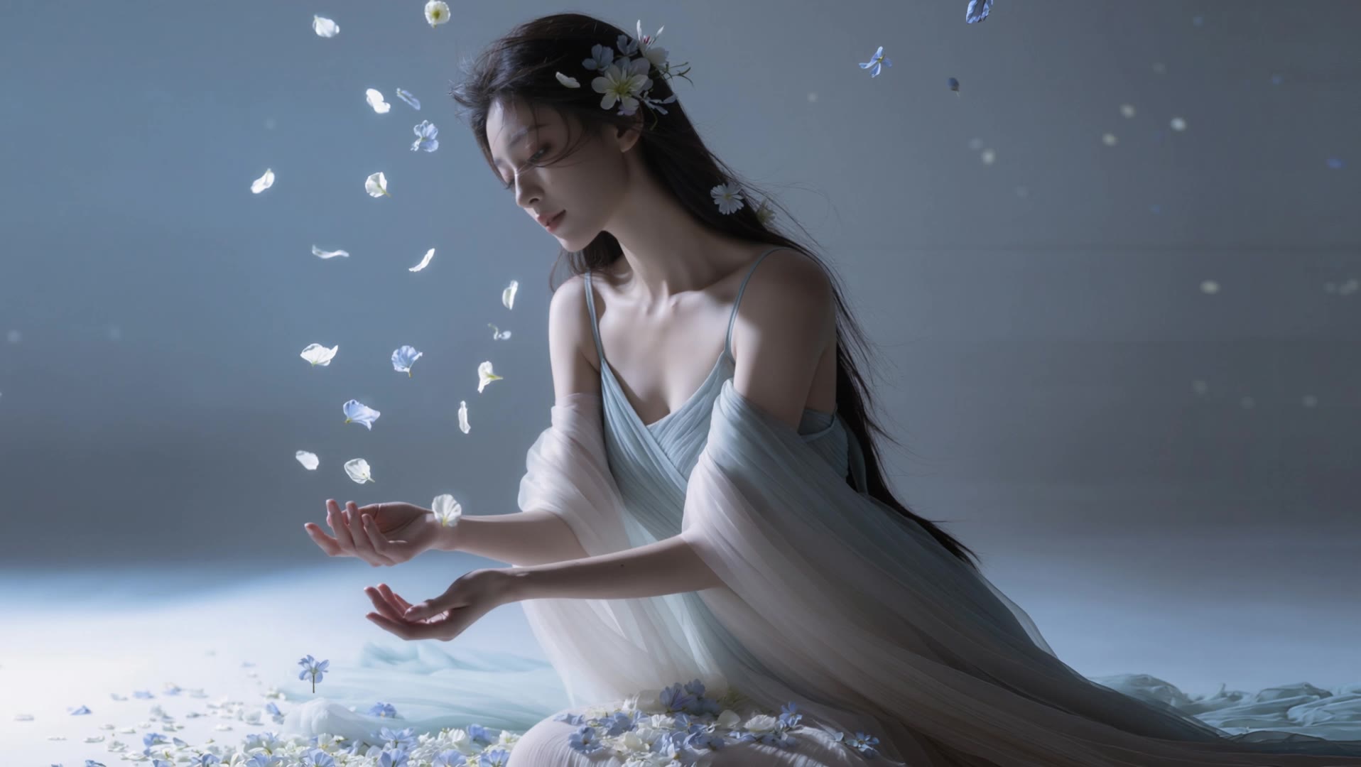 A girl under a radiant moon - moon ai effect AI video
