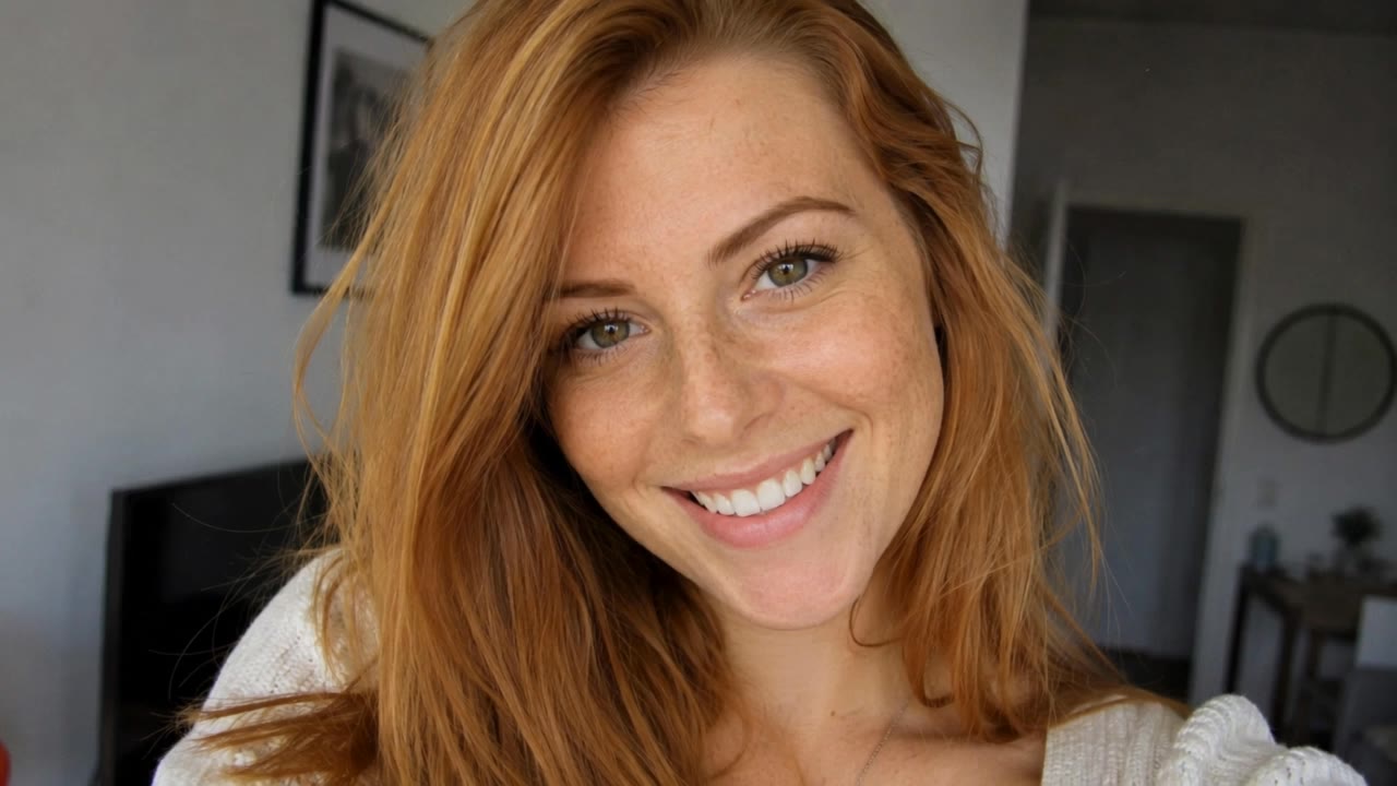 Red haired beautiful woman - what is flip the camera trend AI video