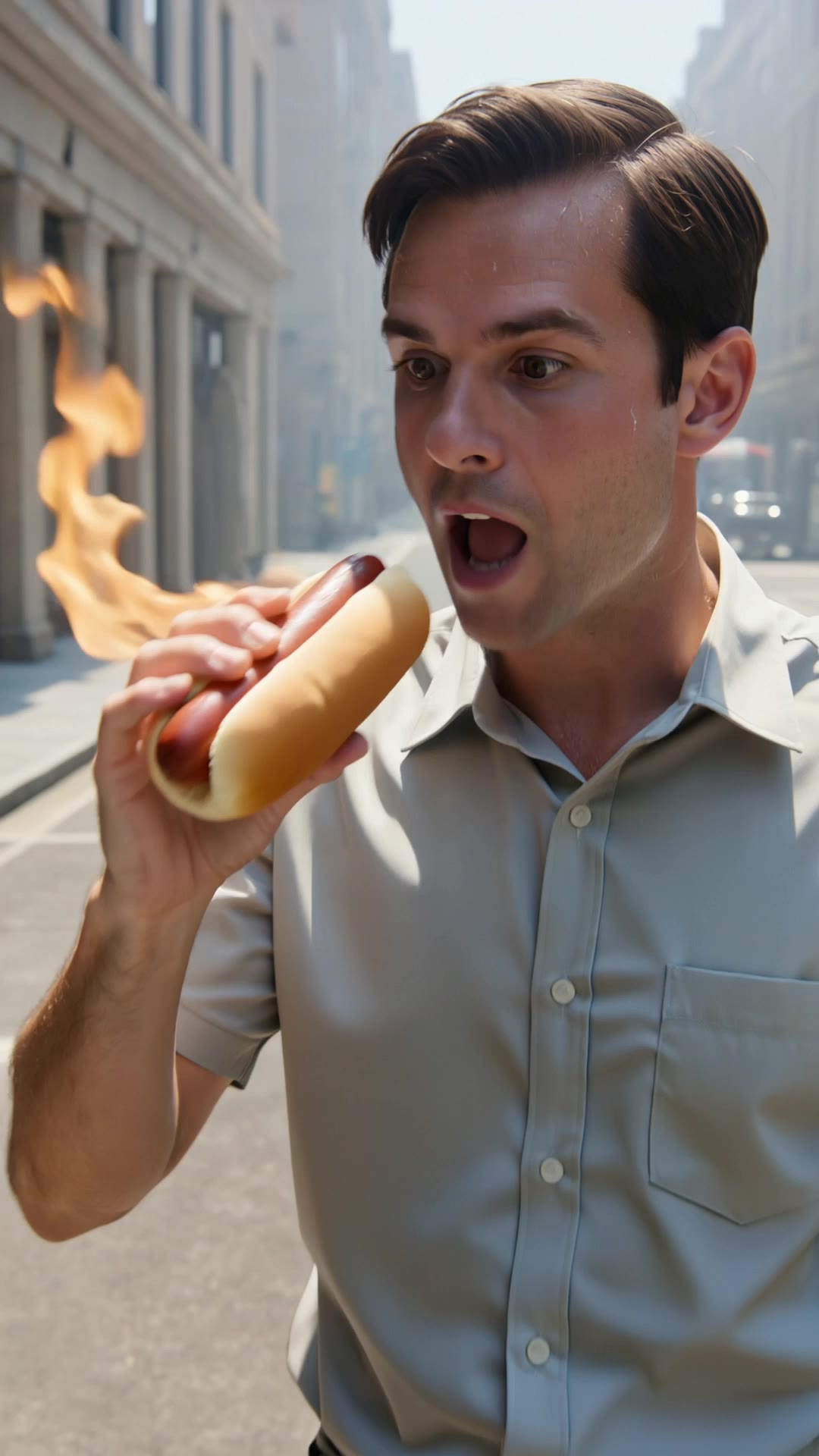 man eat food - eat scene AI video