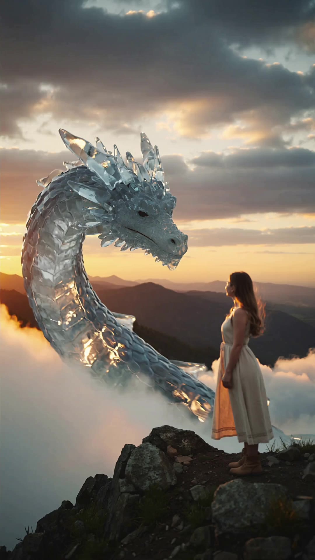 THE WOMAN AND THE DRAGON - woman field painting AI video