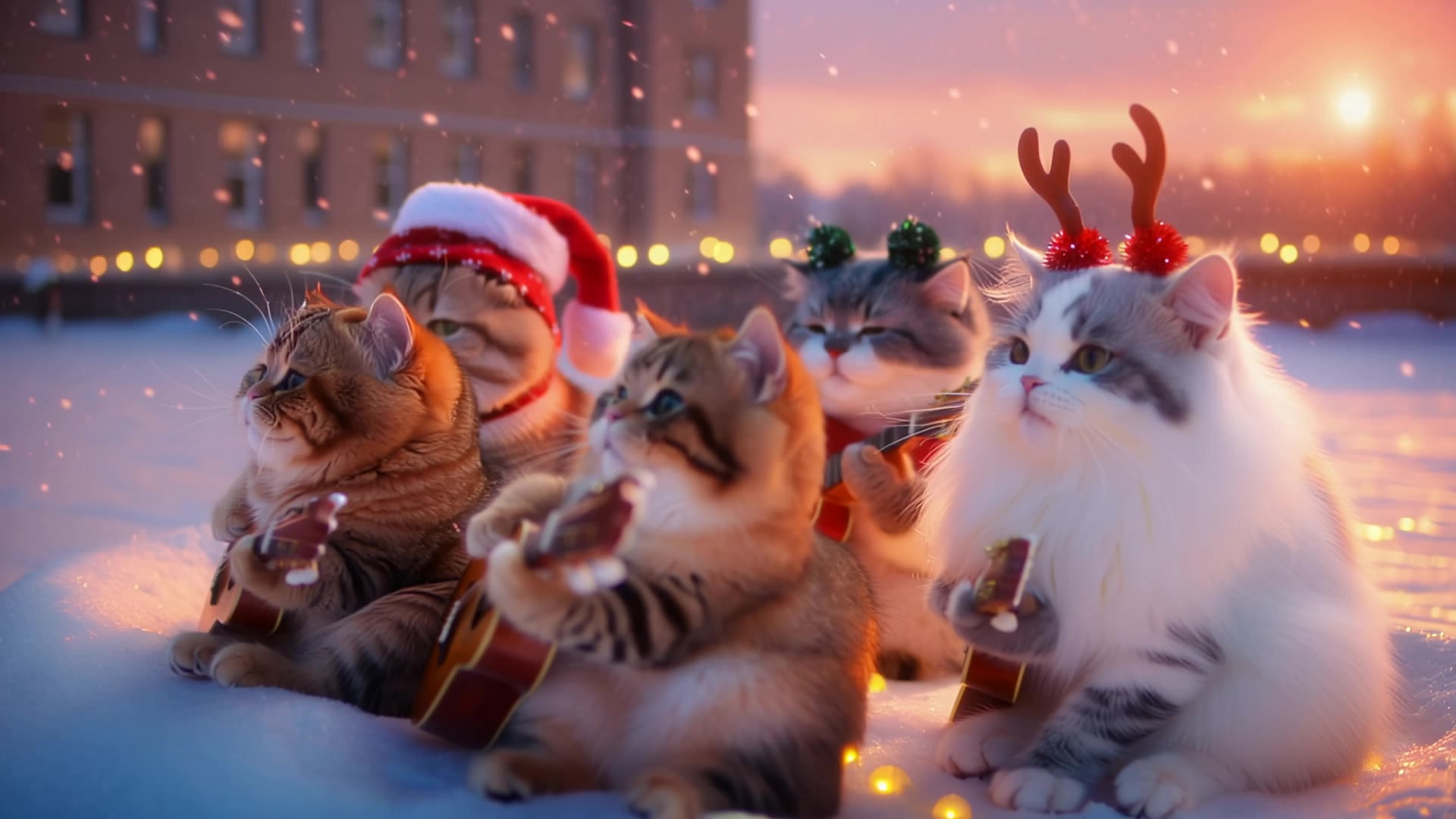 Cat Christmas lights - natal scene AI video