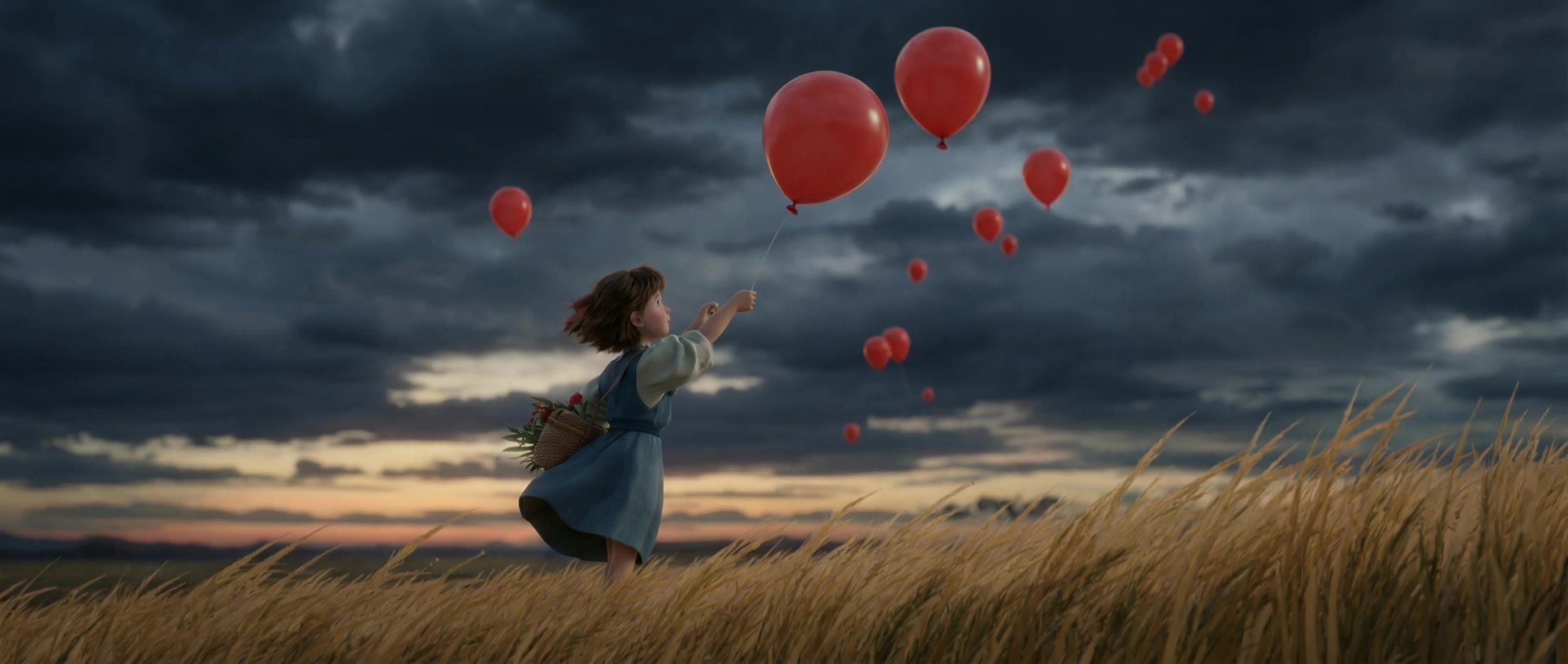 Balloons Against the Storm - iridescent balloons AI video