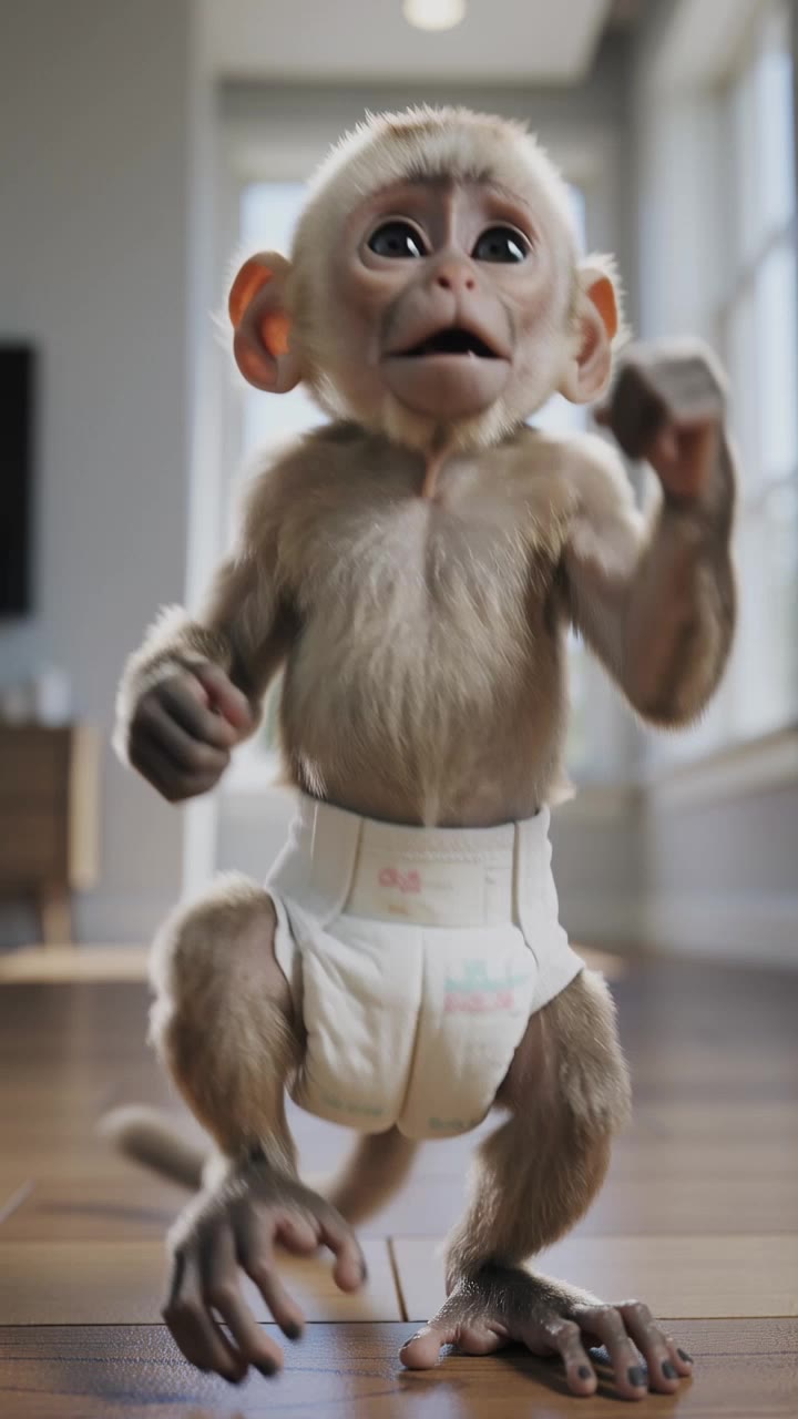 Baby Monkey Dance - monkey style AI video