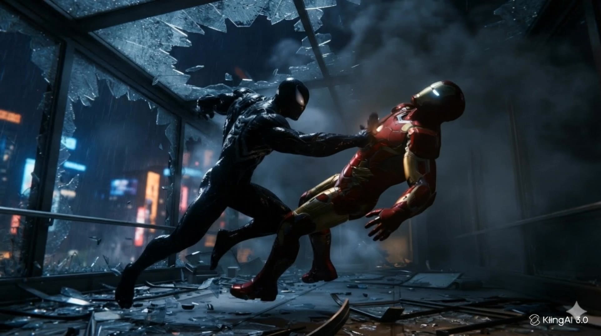 Black suit Tobey Vs Tony  - black tendrils AI video