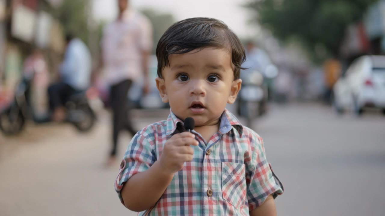 a cute little baby interview  - baby scene AI video