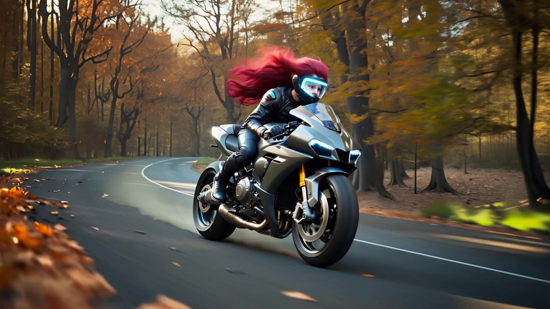 Autumn Ride - dark autumn hair color AI video