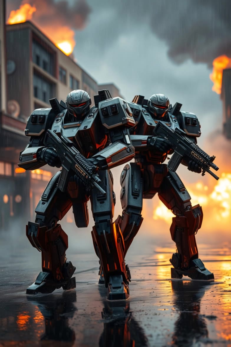 Battle mechs on patrol. - characters robots AI video