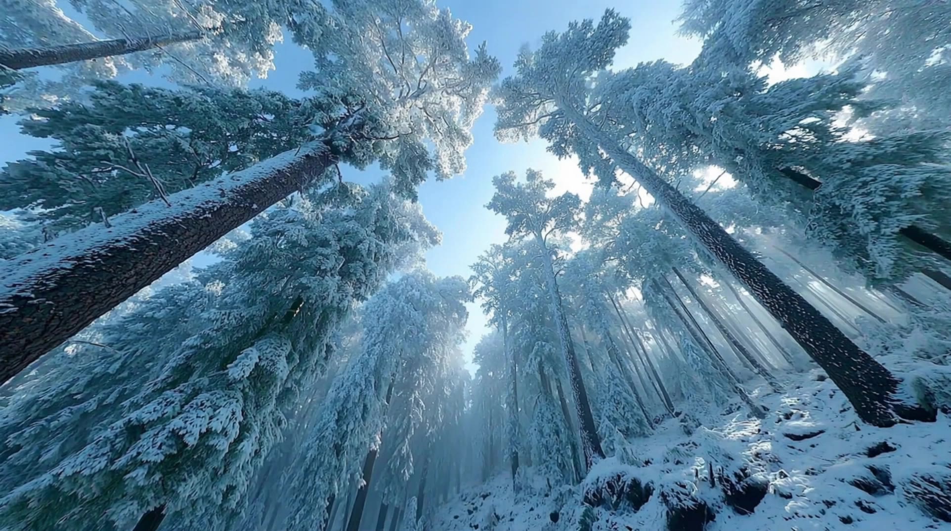 Winter in the forest - textured snow AI video