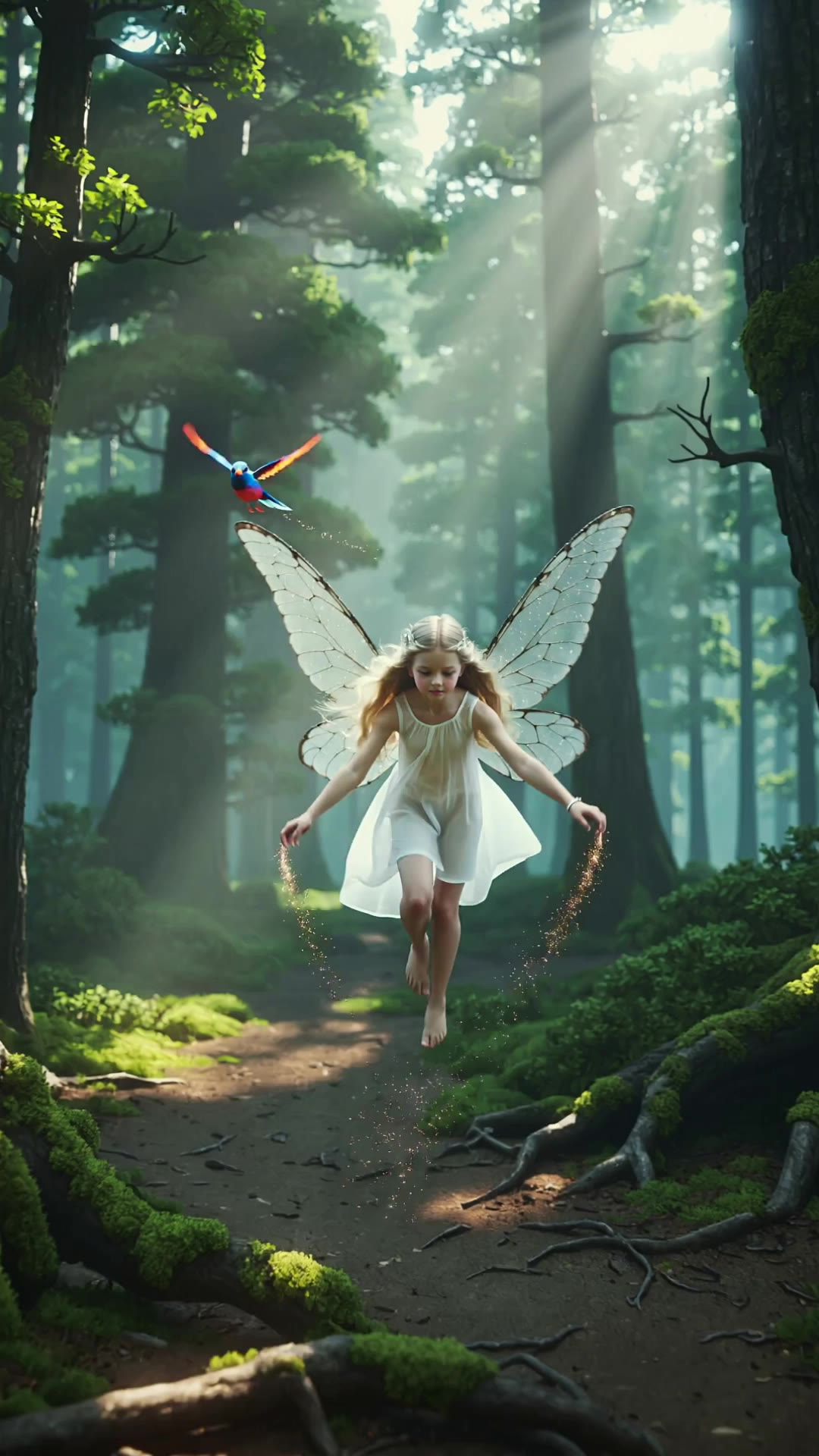 Kling AI work 296558597306116 - cyberpunk birds with broken wings AI video