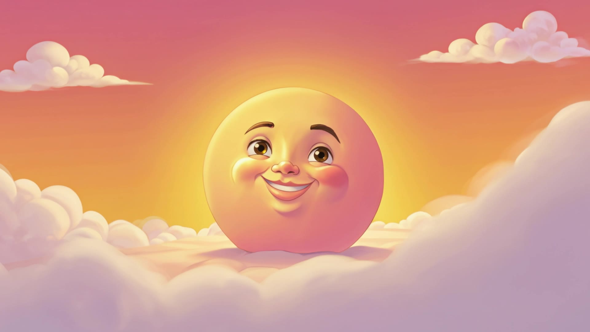 sun, clouds, bubbles and music - cartoon sun images AI video