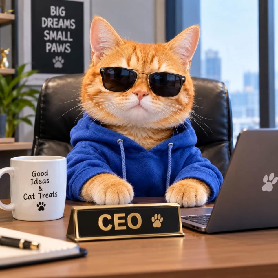 Milo the boss cat  - funny ai videos AI video