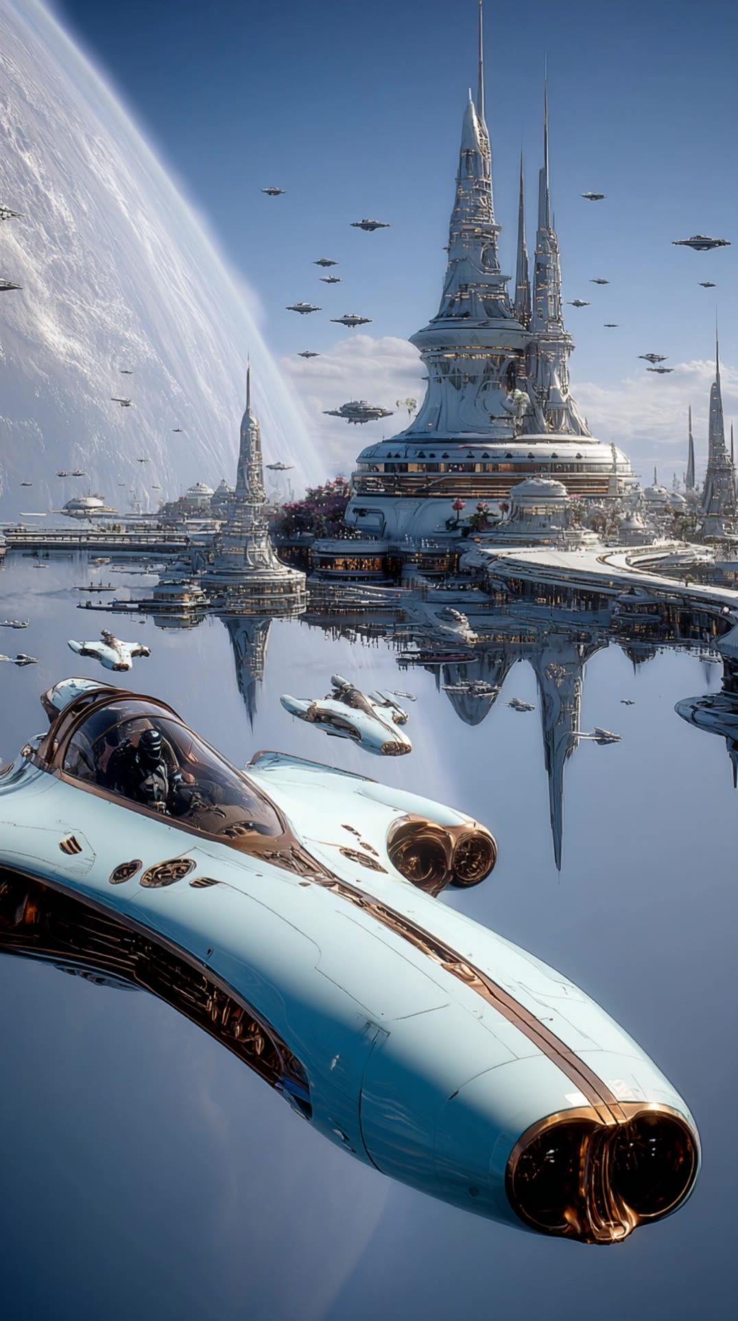 futuristic video. Space station - space poster design AI video