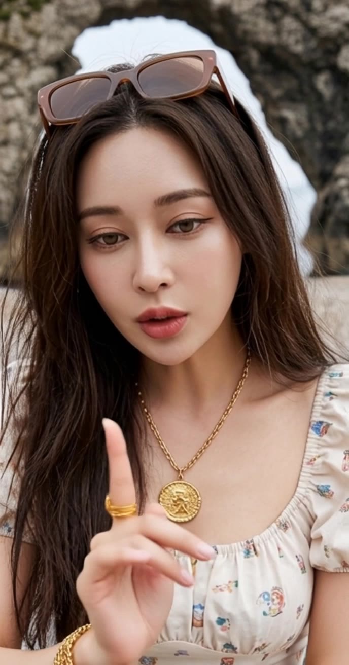 Pretty Girl Talking Lip Sync Fun - parted lips AI video