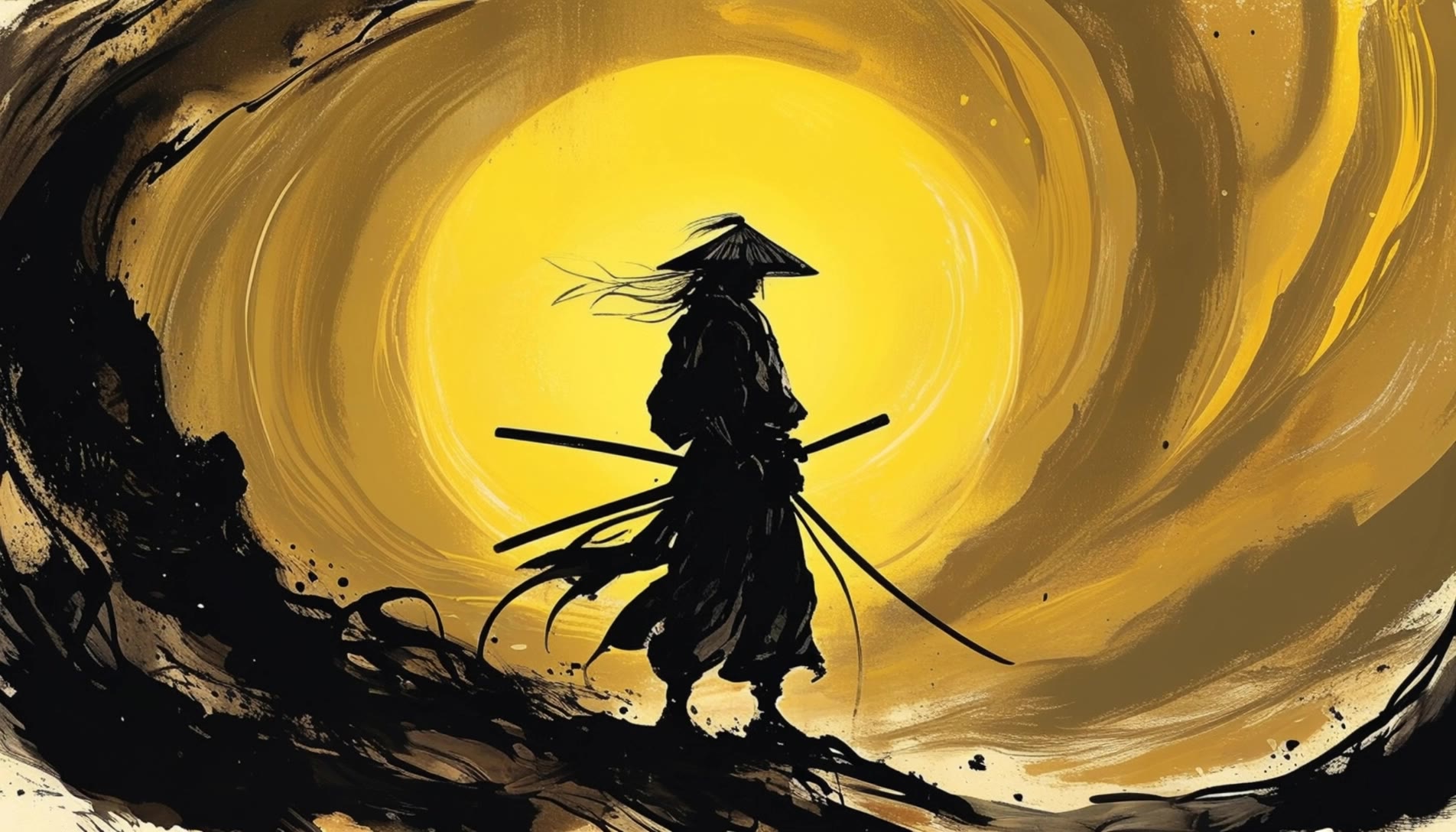 sunset samurai - samurai animation AI video