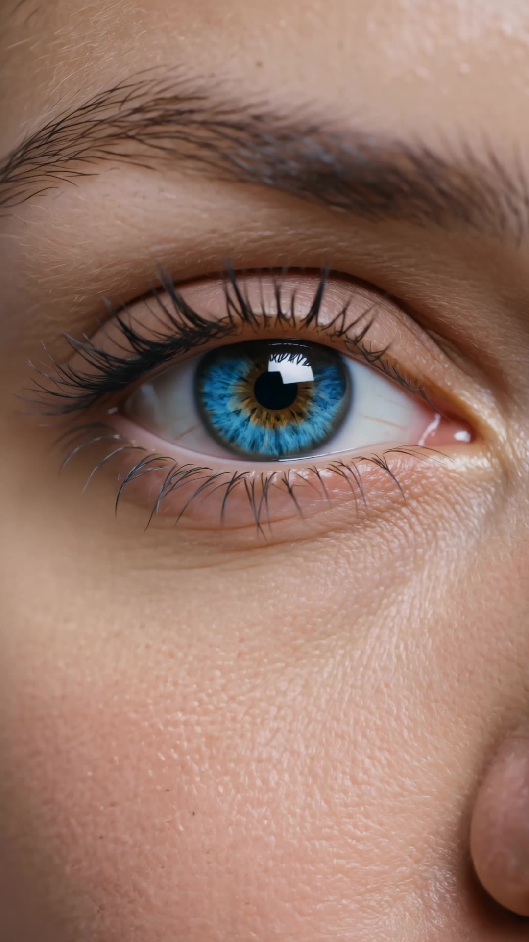 Young woman's eye - camera iris AI video