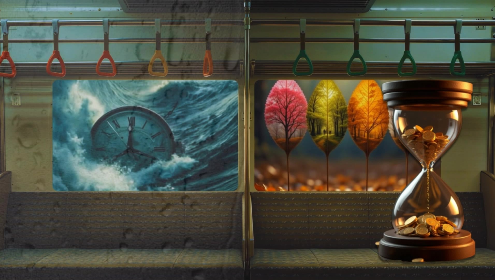 Korean train interior - train scene AI video
