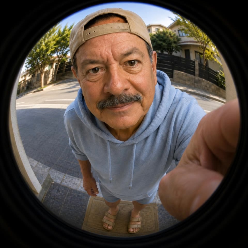 Peephole view - different point of view AI video