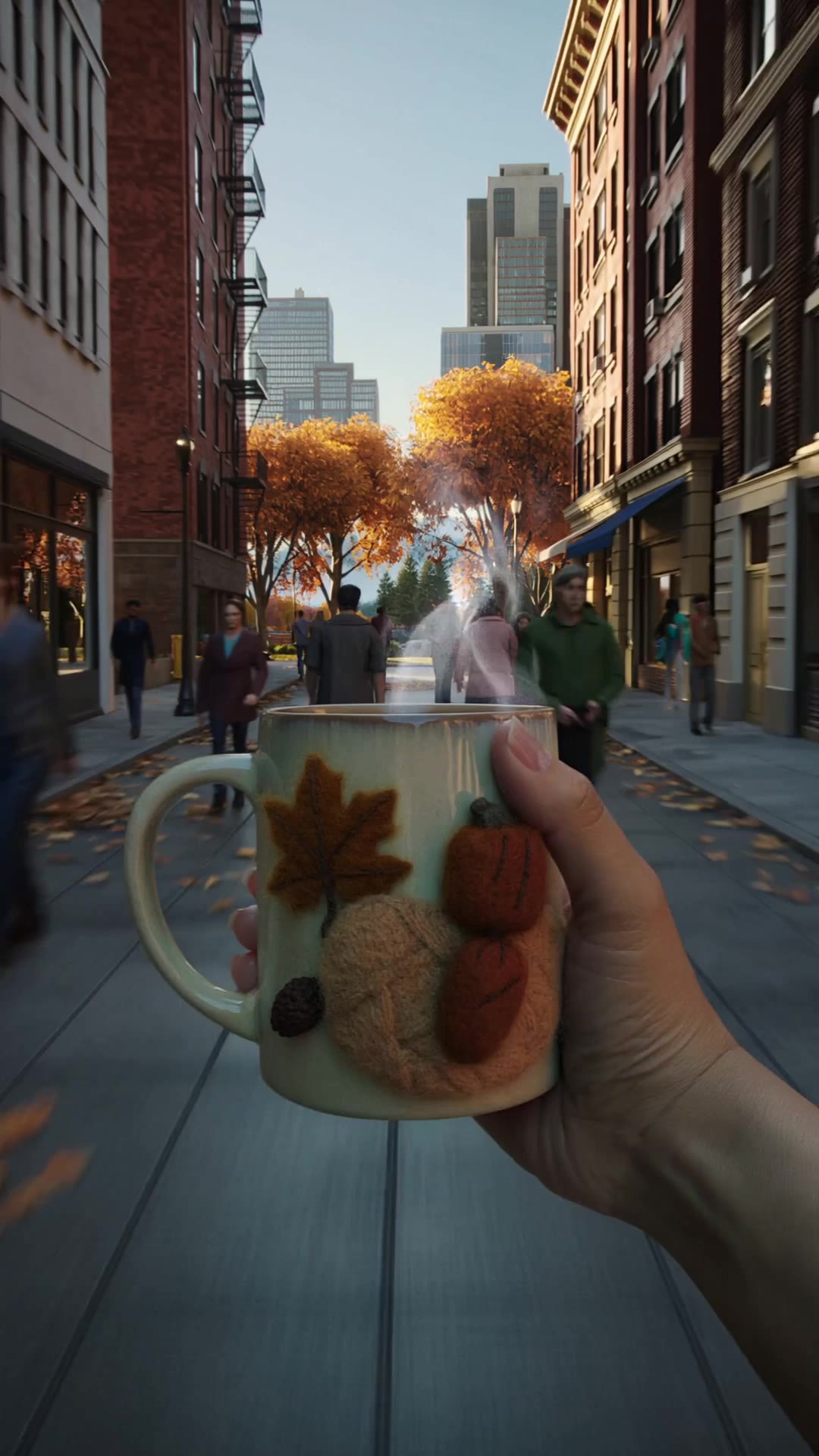 Autumn mug - dark autumn hair color AI video