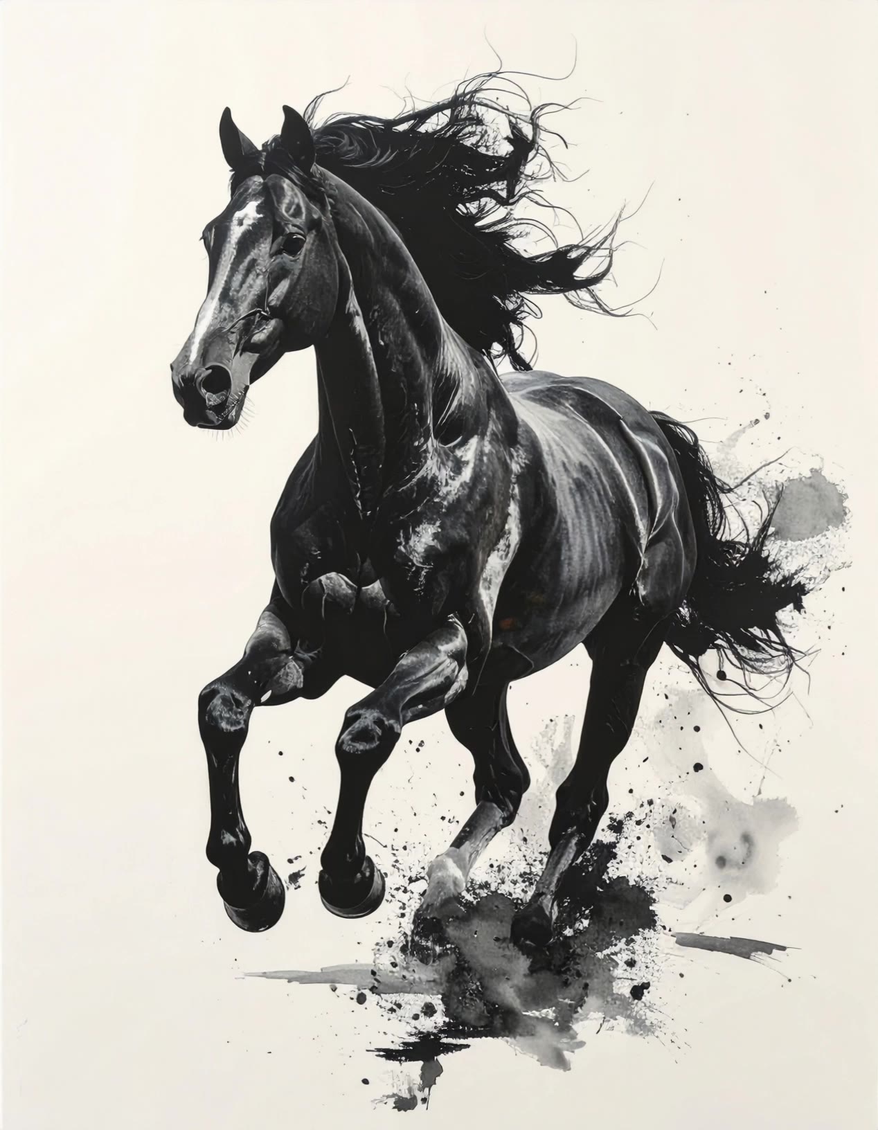Ink drawing of a horse - 2 point perspective drawing AI video