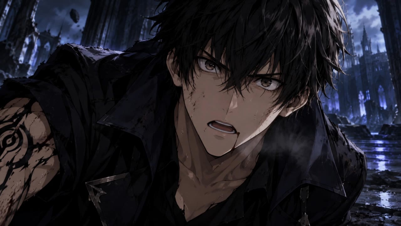 Close up face of a male anime ch - anime male poses AI video