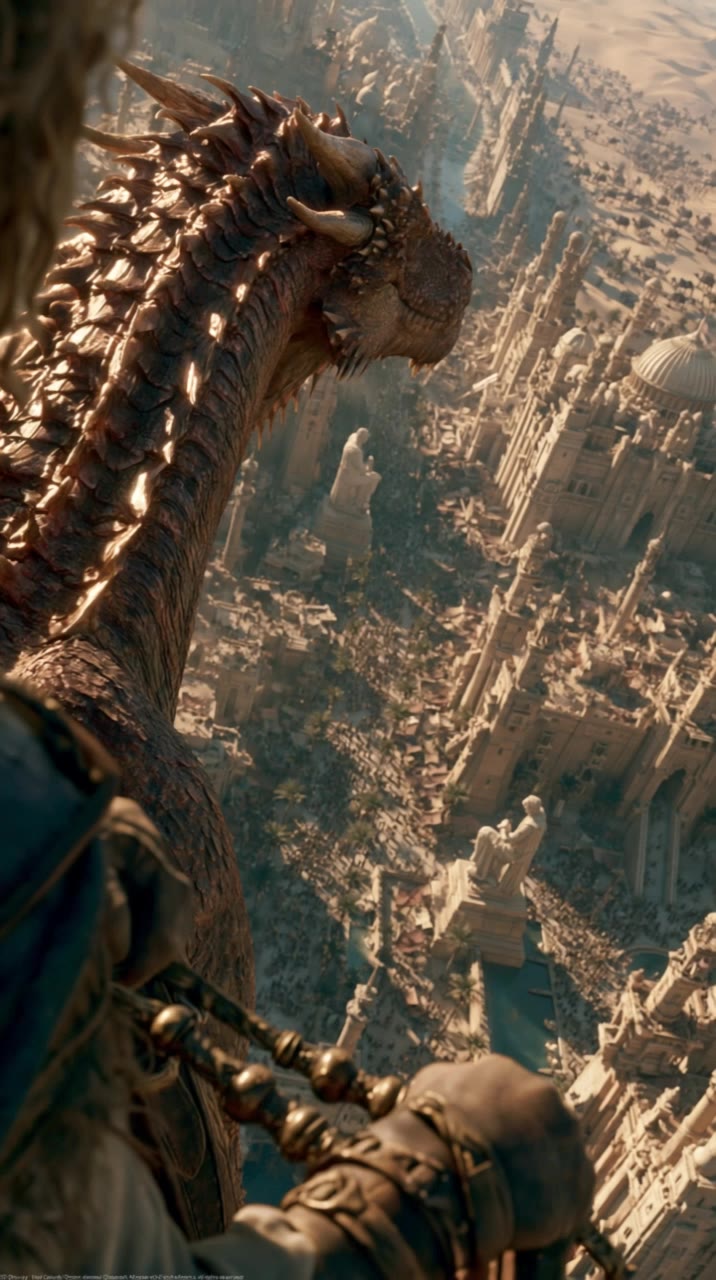 pov riding a dragon - pov poster design AI video