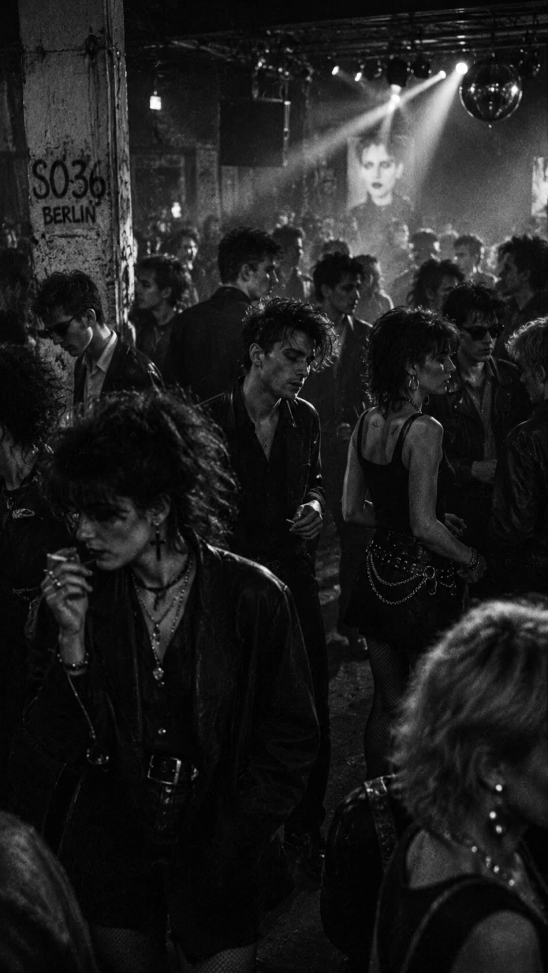 80s dark wave night life - candid shots photography AI video