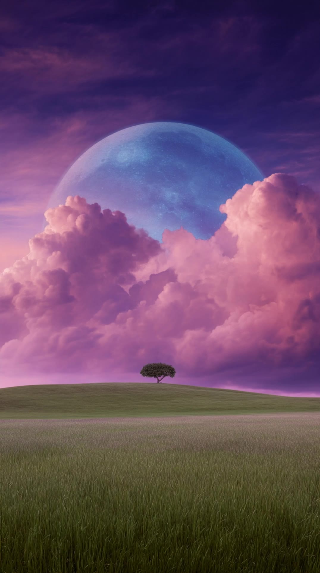 Tree Under the Rising Blue Moon - moon ai effect AI video