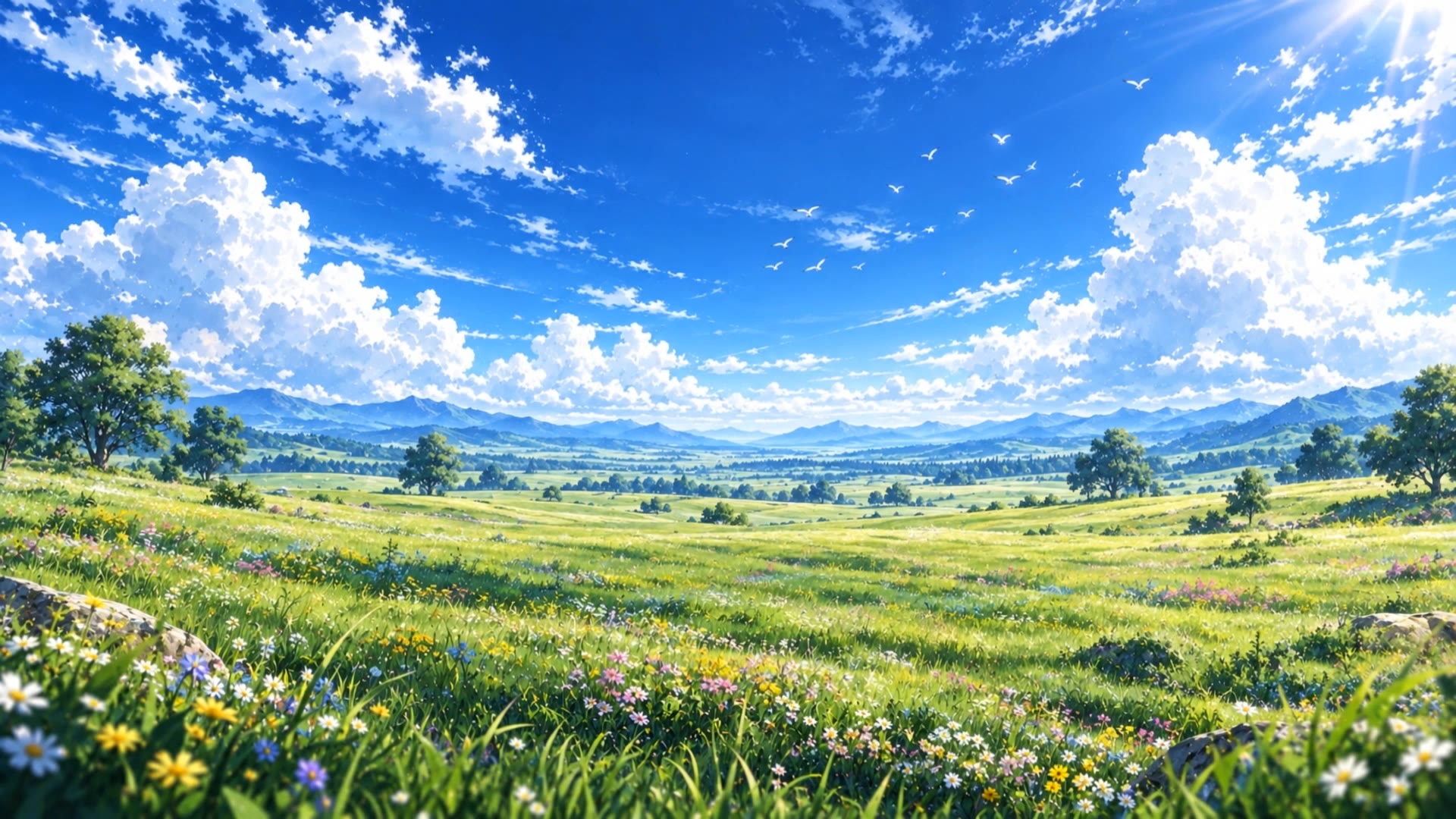 Calming day at beautiful field. - field ai AI video