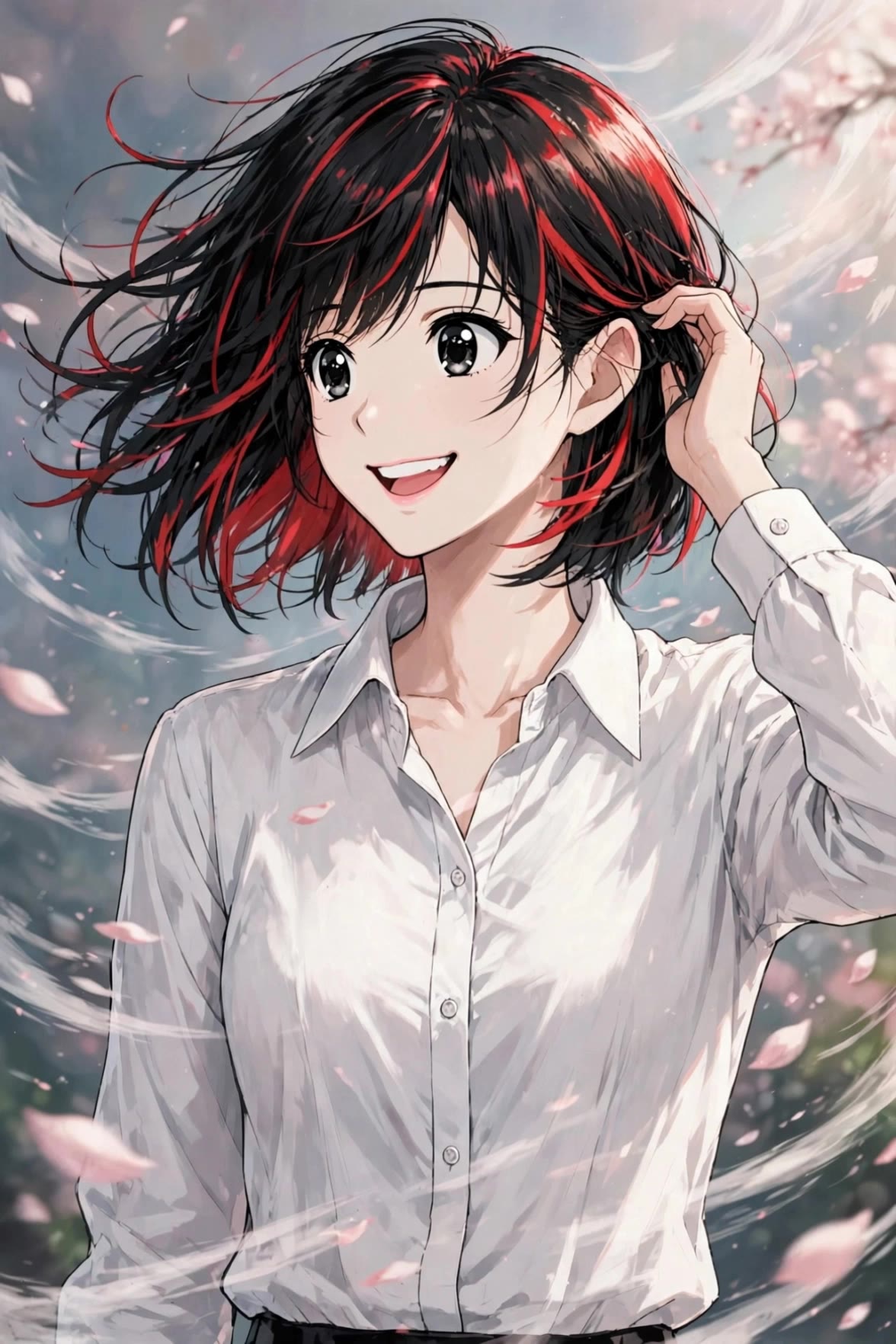 artemisa - green hair anime girl with red and white shirt AI video
