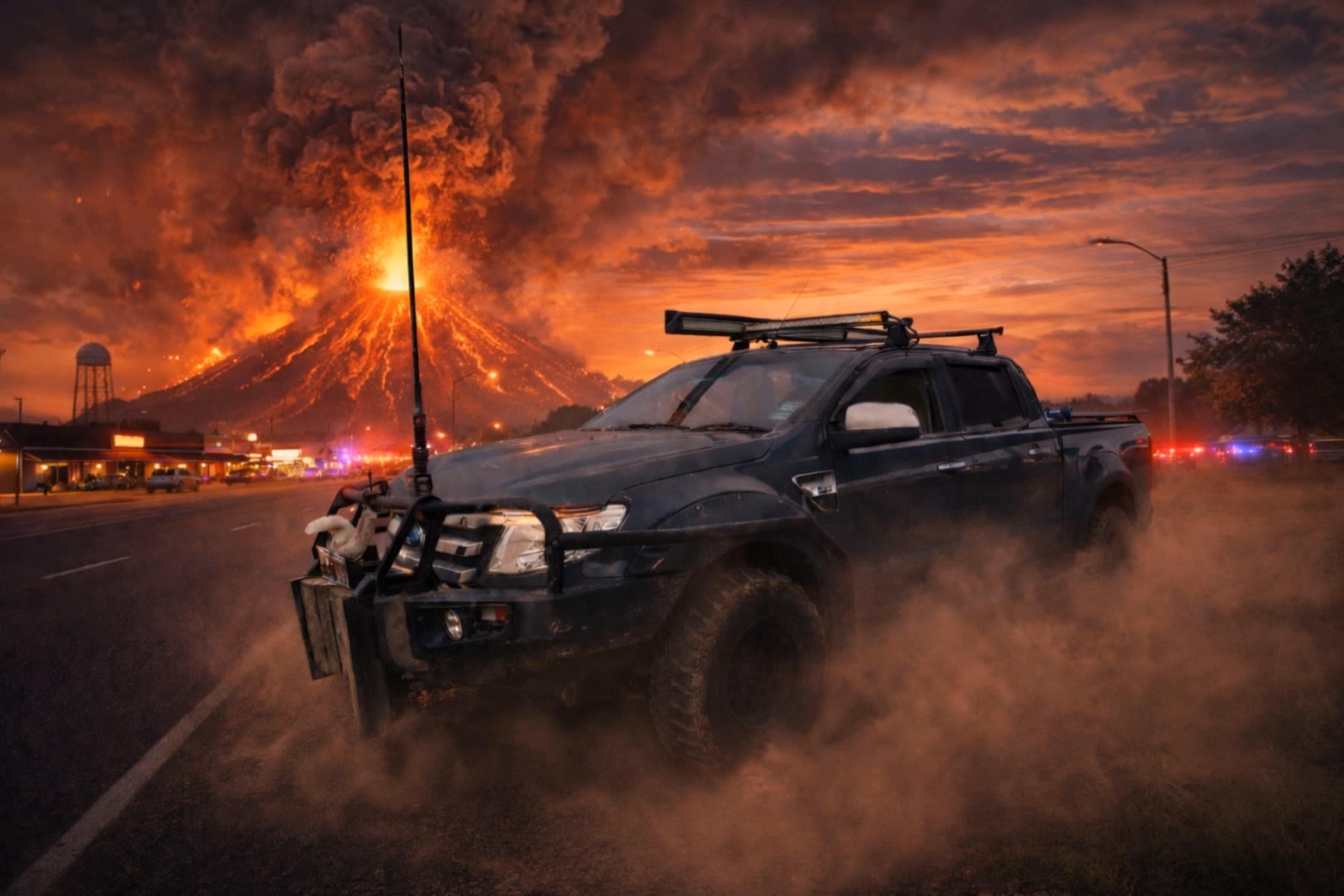 Volcanic eruption with Ute - how to mix multiple videos into one AI video