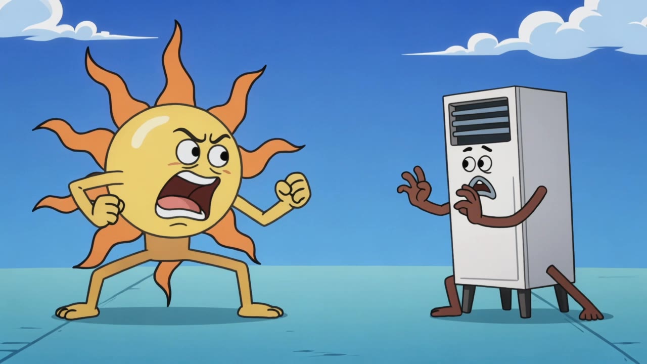 sun vs. ac unit - cartoon sun images AI video