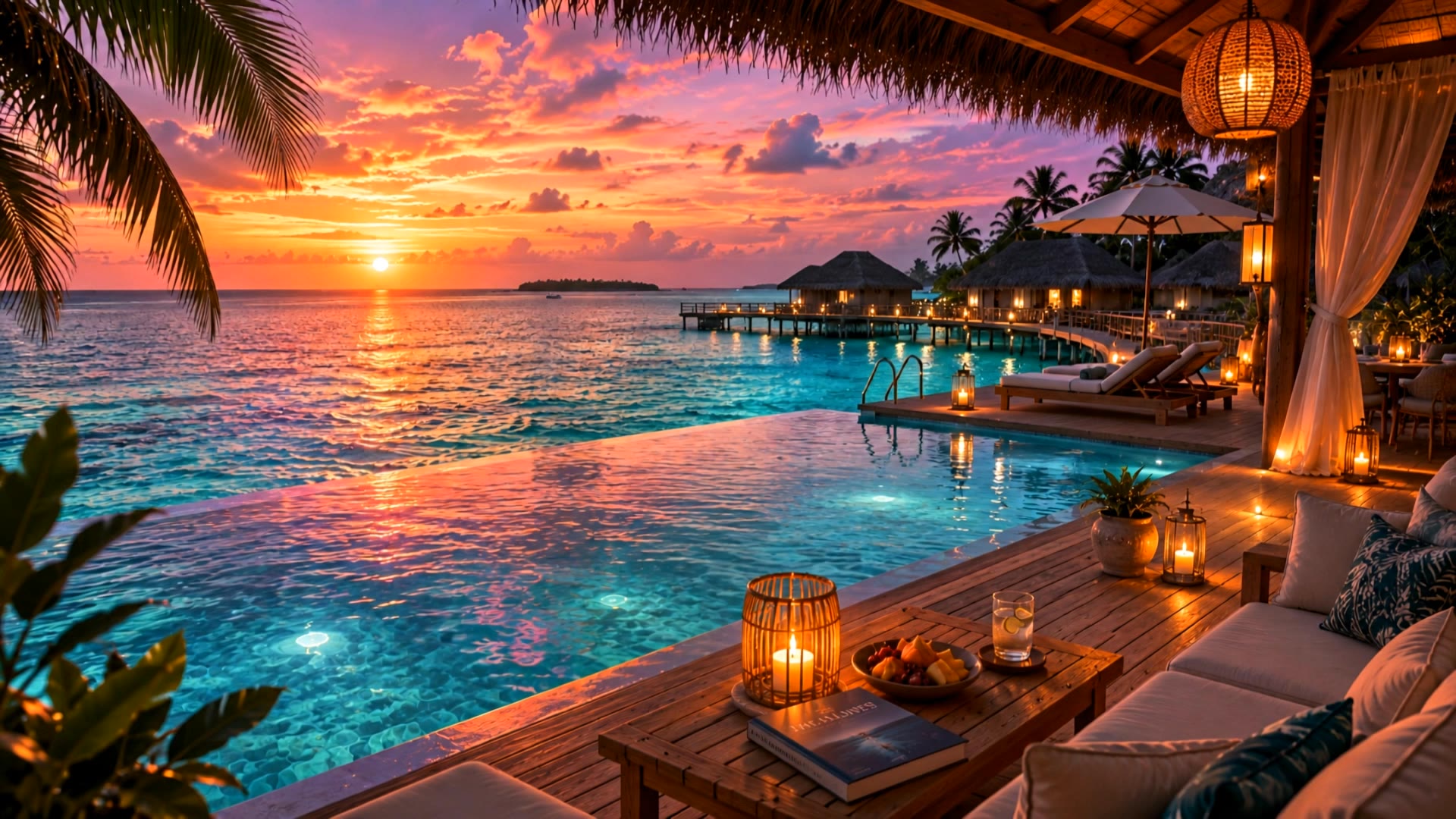 Infinity pool in the Maldives - infinity pictures AI video