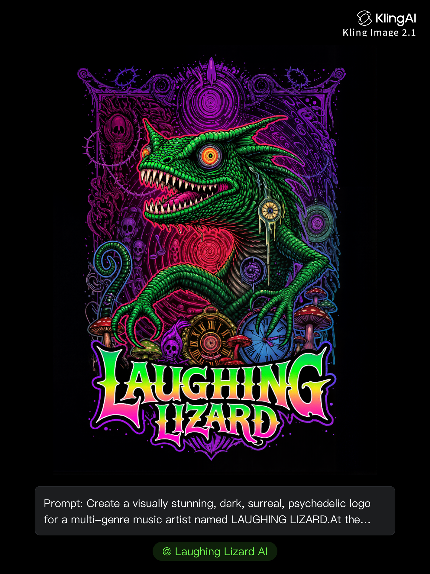 Laughing lizard AI logo - lizard ears AI image