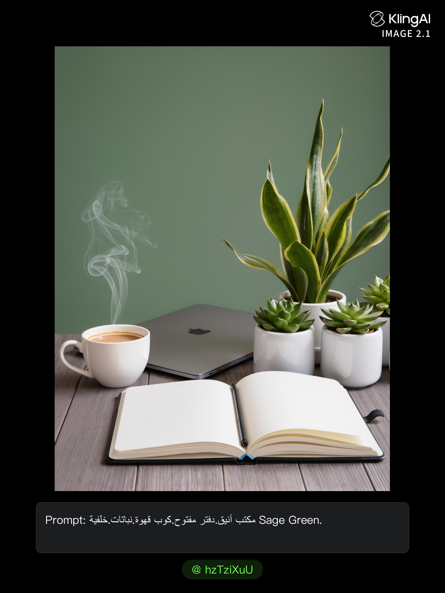 Kling AI work 316438829508695 - sage green hex AI image