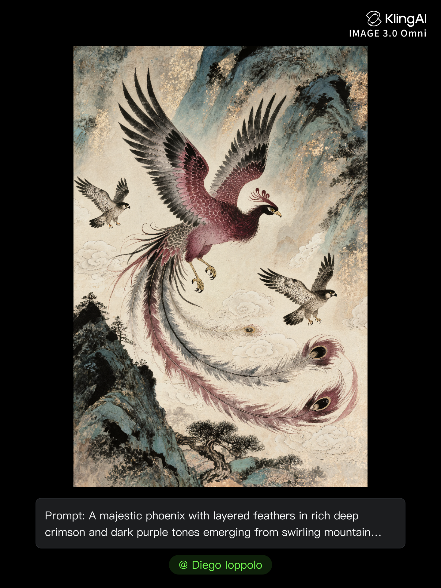Edo Phoenix - peregrine falcon tattoo AI image