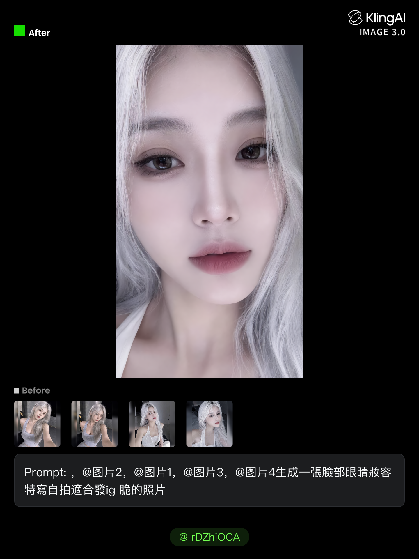 girl with white hair - undercutting long hair AI image