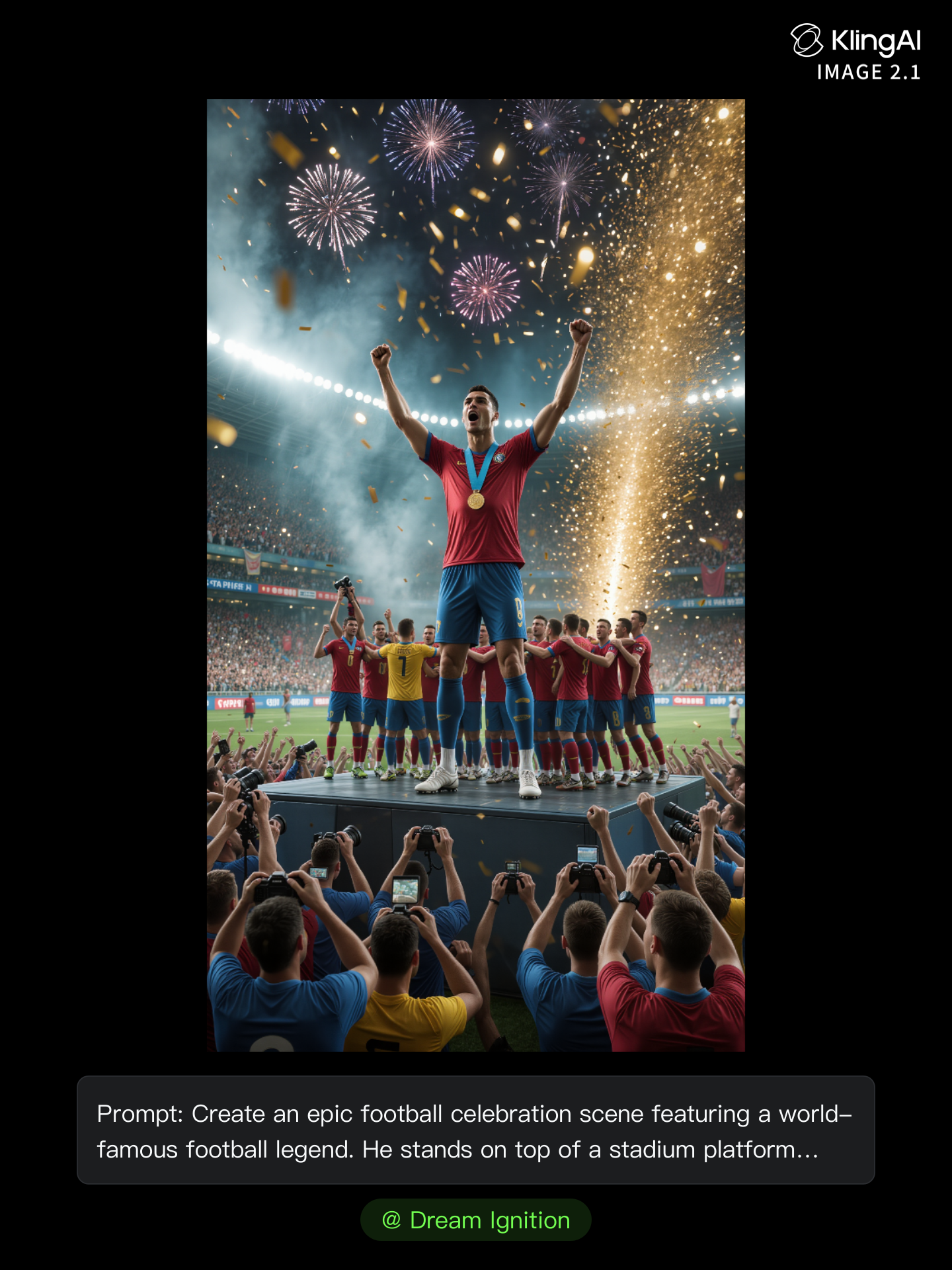 Kling AI work 313822244506013 - football fans celebration AI image