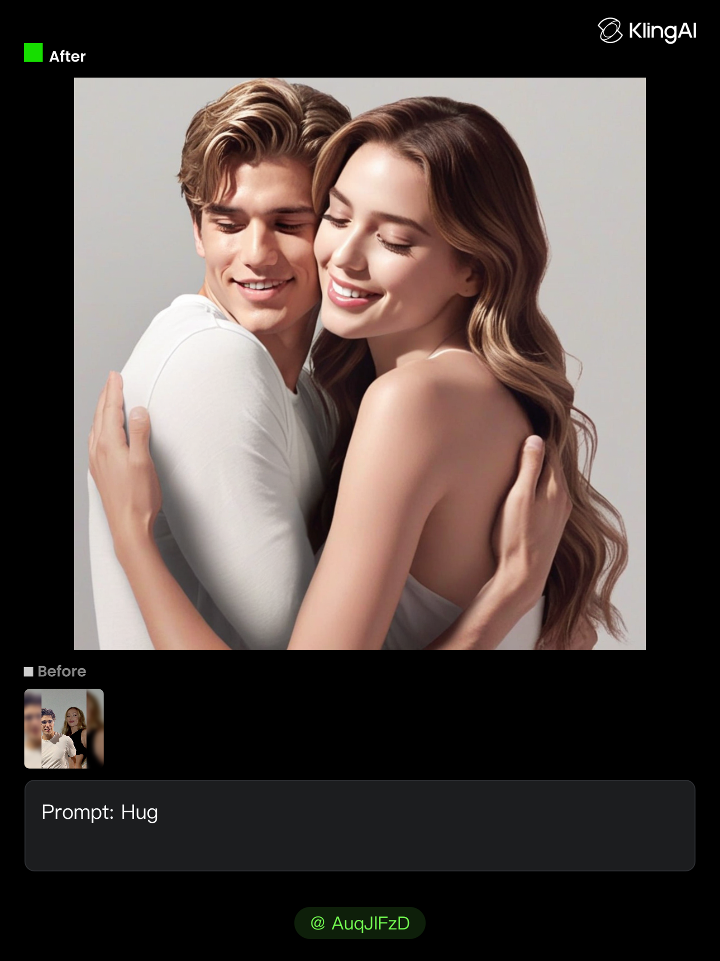 Kling AI work 310658462610827 - hug scene AI image