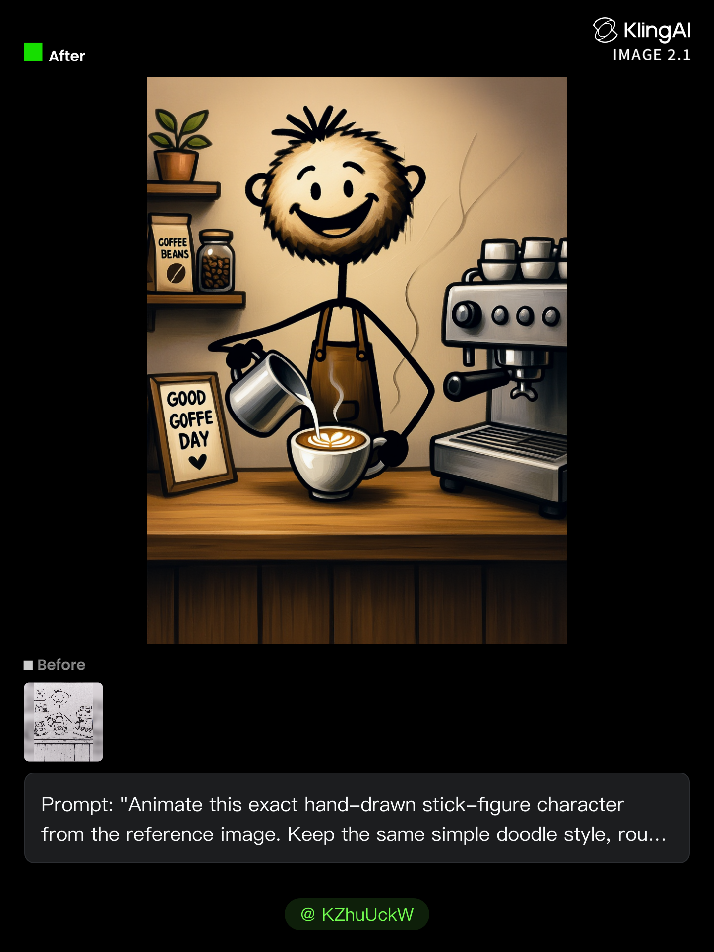 Kling AI work 317111493501063 - coffee animation AI image
