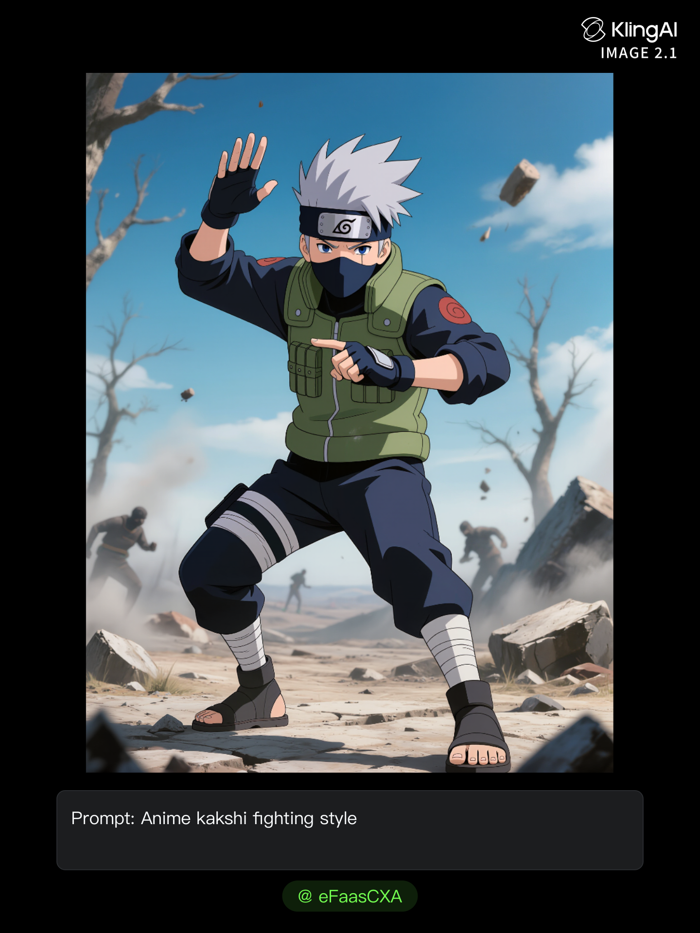 kakashi - magic candle fighting style AI image