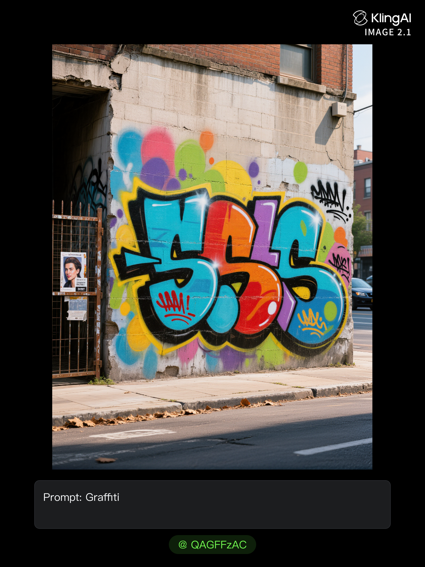 Kling AI work 312660263507663 - create graffiti text AI image