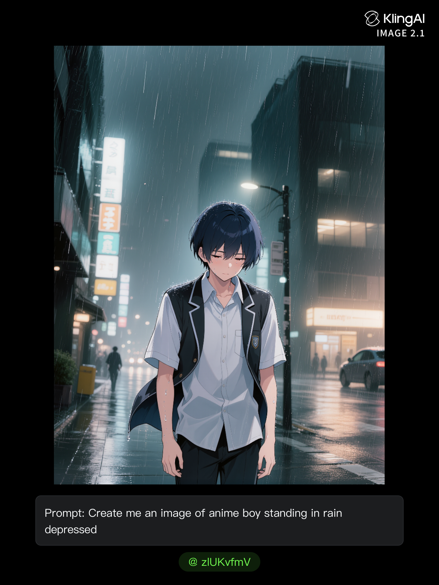 a boy in rain - rain desktop wallpaper AI image