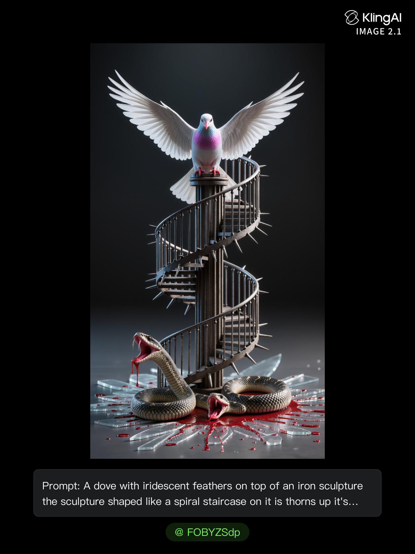 Kling AI work 313426463507329 - cyberpunk birds with broken wings AI image