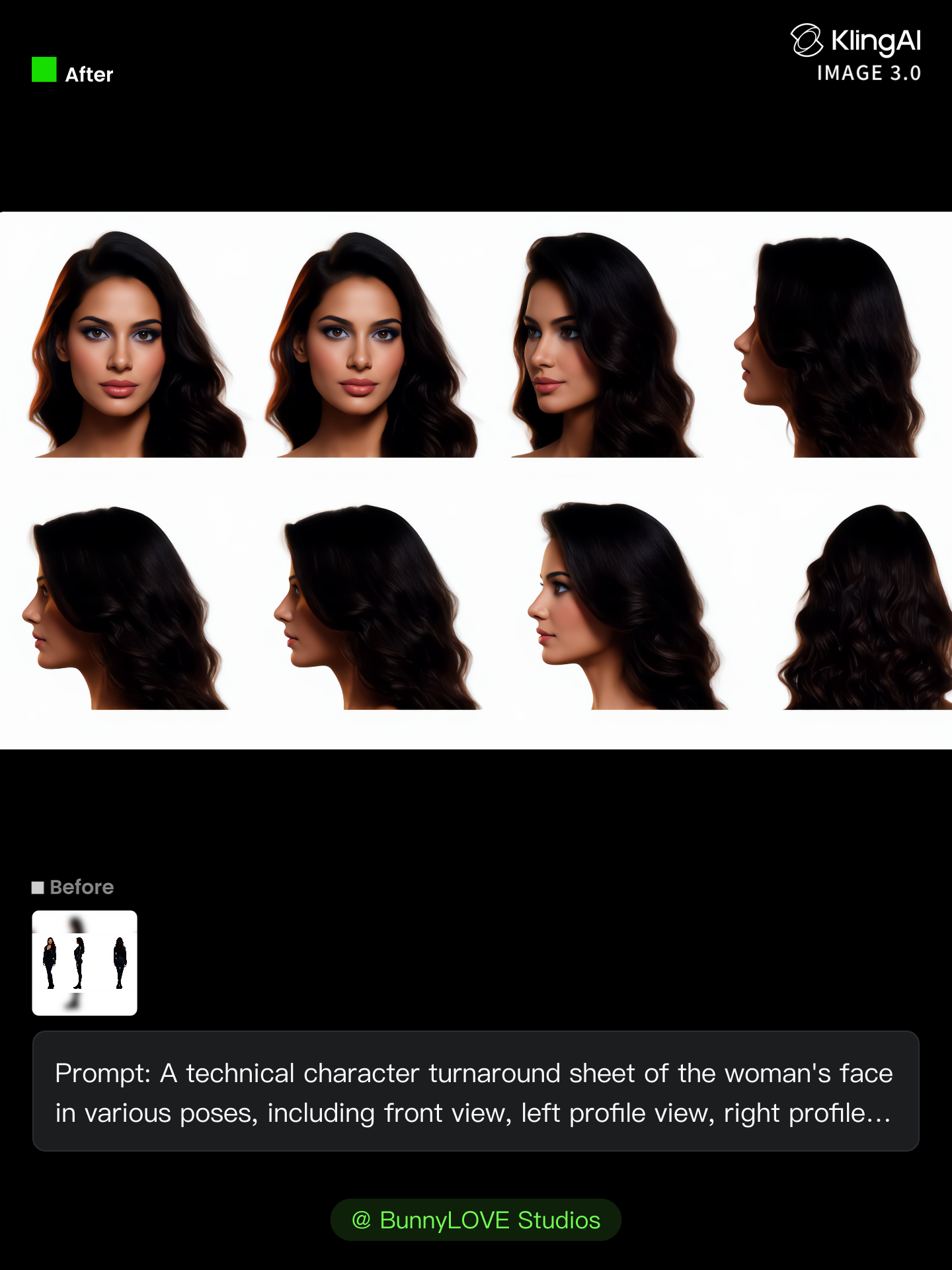 face in various angles - character profile generator AI image