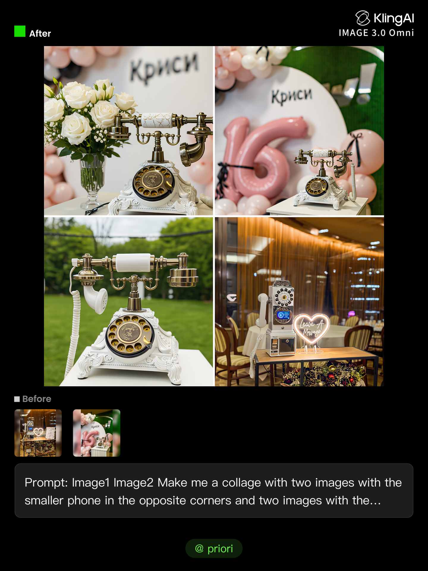 Collage of vintage phones - 2 picture collage maker AI image