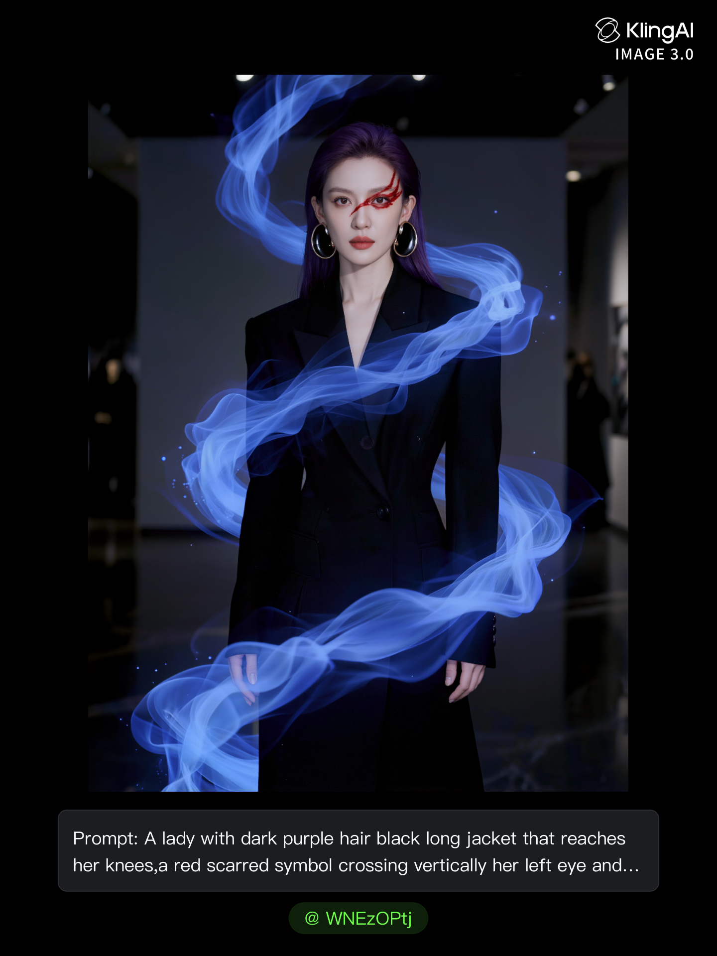 Kling AI work 309680703506509 - dark purple red hair AI image