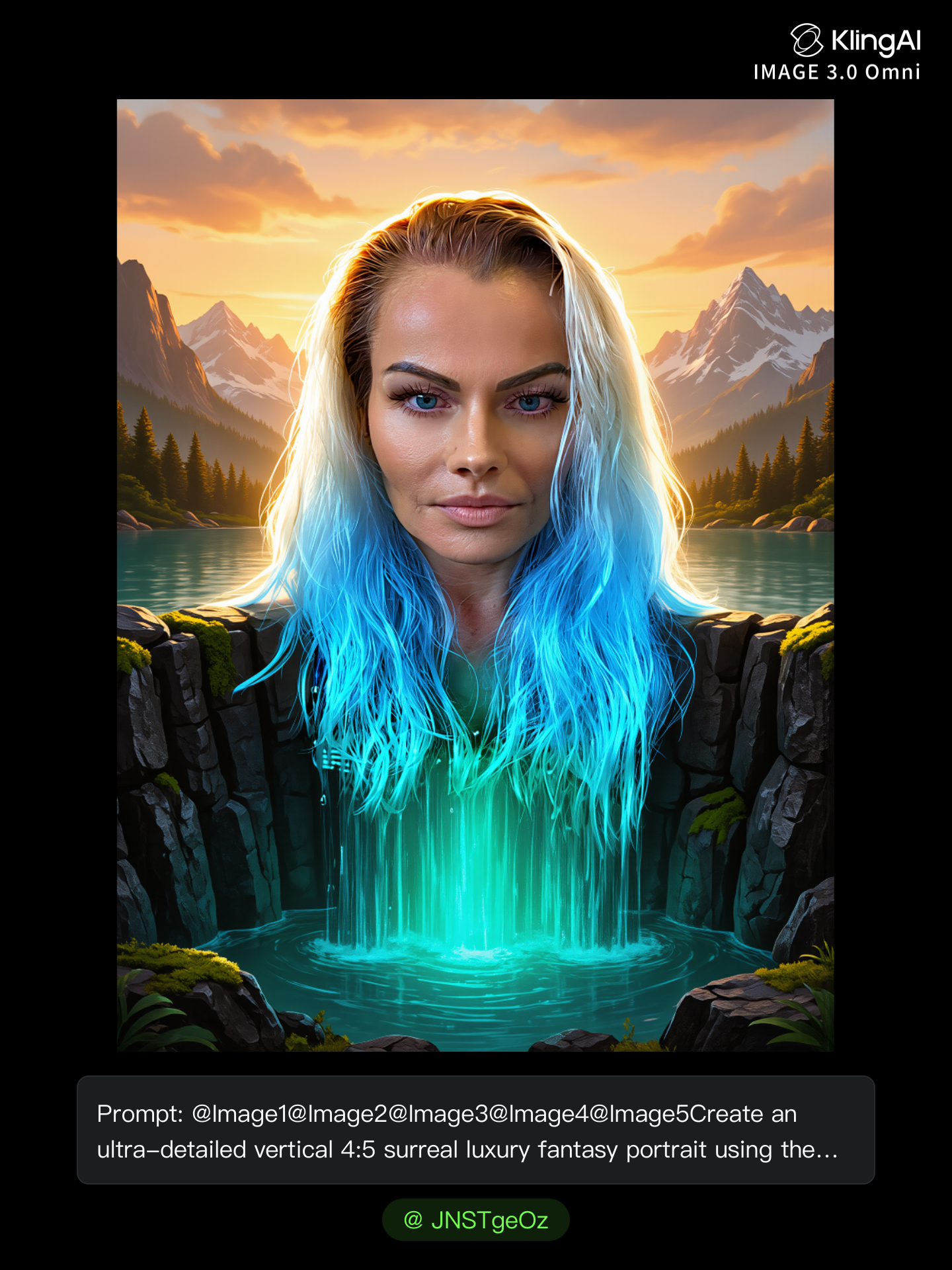 Woman i turquise  - a woman with blue hair AI image